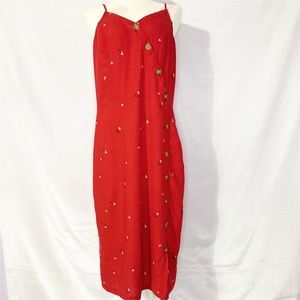 UNIVERSAL THREAD Women’s XL Red Spaghetti Strap Midi Dress with Buttons